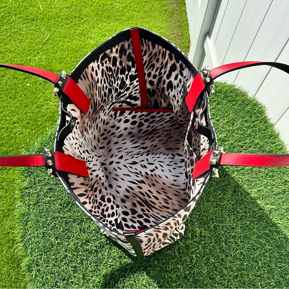 CHRISTIAN LOUBOUTIN CABATA GIGI PRINT CANVAS TOTE BAG LARGE SIGNATURE LOGO NEW - Picture 9 of 16